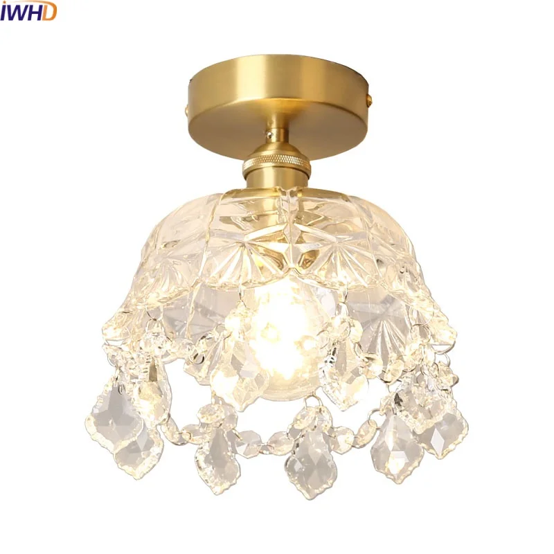 

IWHD Glass Crystal LED Ceiling Lamp Indoor Lighting Porch Living Room Hallway Luxury Modern Ceiling Light Decoration Chandelier