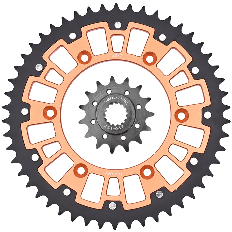 

520 15T 50T For KTM 600 LC4 1991-1994 620 LC4 MX 1994 1990-1992 SX 620 SC 520-50T Mototcycle Front Rear Sprocket