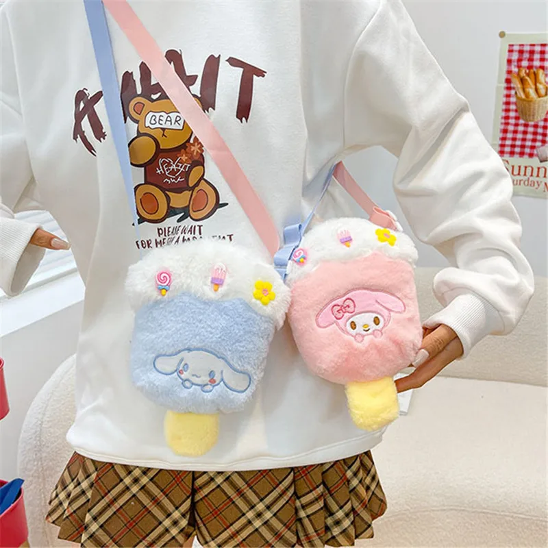 Kawaii Sanrio Bag Cinnamoroll Kuromi My Melody Shoulder Bags Backpack Handbag Ice Cream Storage Women Gift Girl