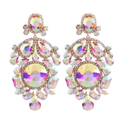 Statement Crystal Rhinestone Claw Big GlassRhinestones Drop Earring for bride Wedding Jewelry Luxury Shiny Women Earring Gift