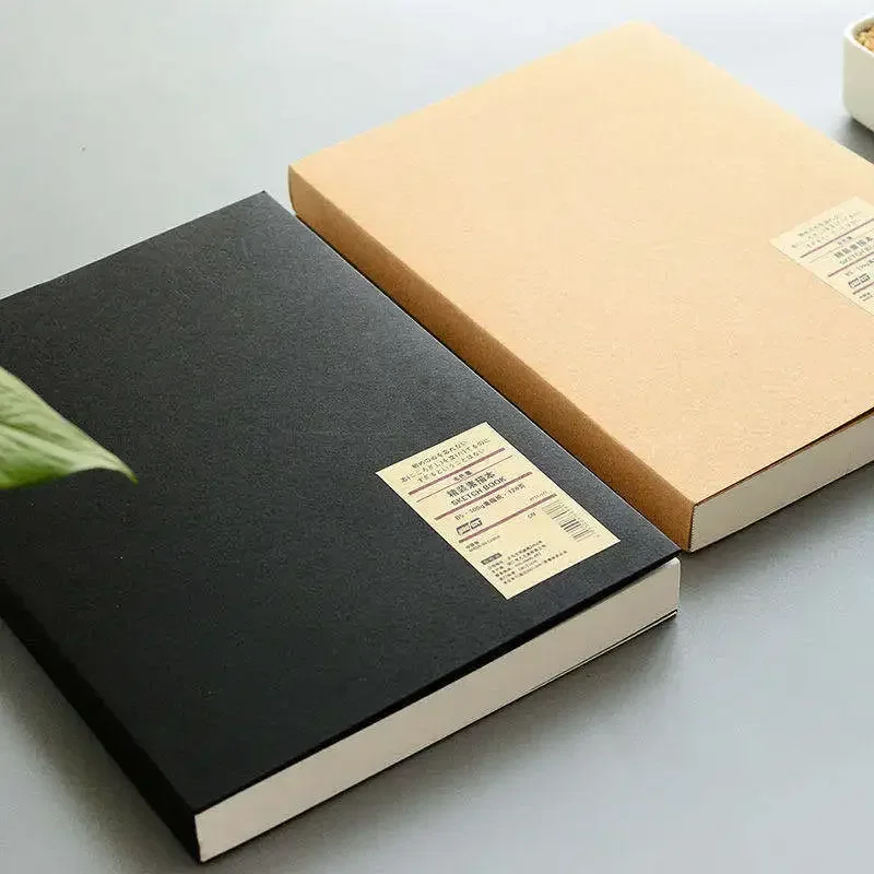 Simple Solid Color Kraft Paper A5 B5 Hand Painted Student Notebook Hardcover Sketchbook Black Cardboard Painted Writing Pad