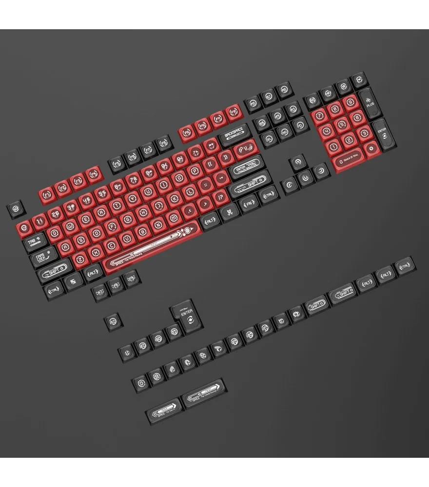 Sublimation black and red opal series customized mechanical keyboard 138 keys full set of DIY keyboard