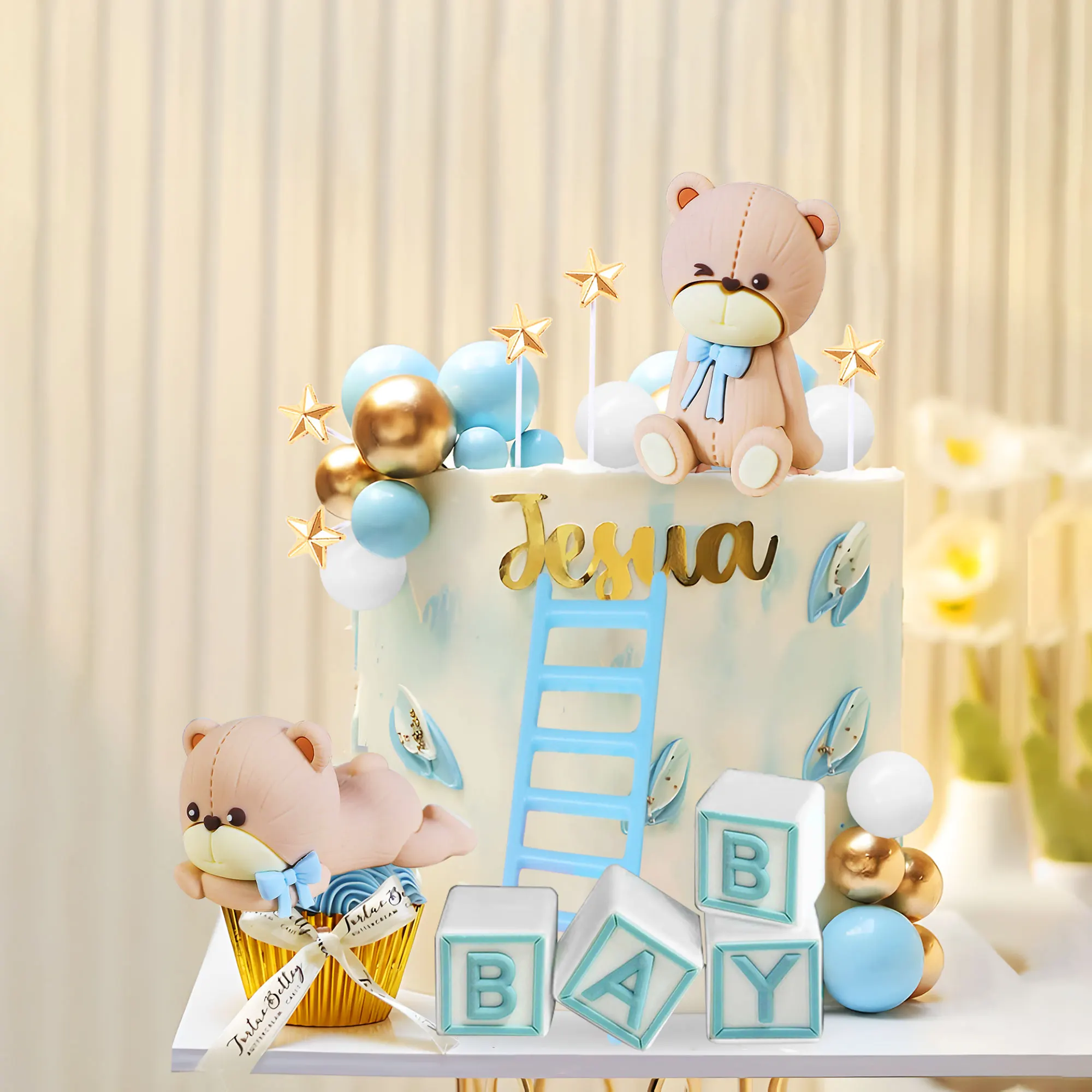 لافينتي الفاخرة الوردي الدب كعكة الديكور الطفل الدب استحمام الطفل كعكة توبر الدببة كعكة الديكور كعكة عيد ميلاد الديكور #6