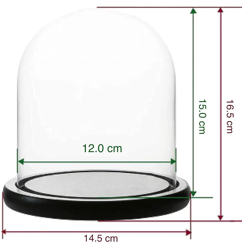 Imagem -02 - Cúpula de Vidro Transparente Decorativa para Mesa Central Vitrine Base de Madeira Sino Jar Globo de Neve Bricolage