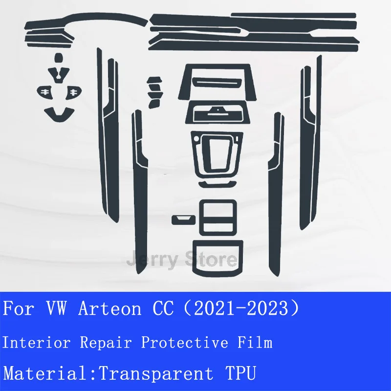

For VW Arteon CC (2019-2023) Car Interior Center Console Transparent TPU Protective Film Anti-scratch Repair Car Stickers