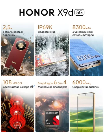 Смартфон Honor X9d, 12/256ГБ, 12/512ГБ, global