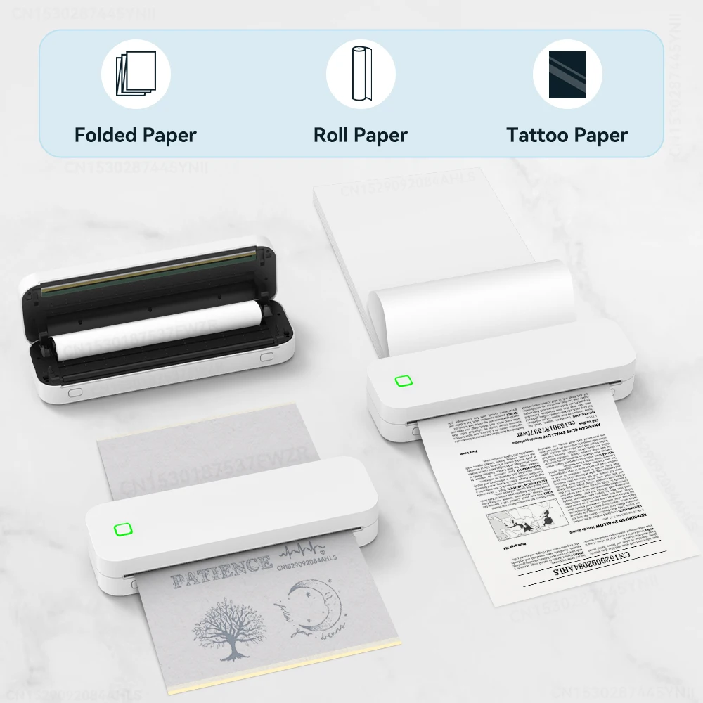 Imagem -05 - Impressora sem Fio Portátil do Estêncil do Tatuagem Inkless Bluetooth Photo Impressora Pdf Document a4 Paper Print Impressora Térmica