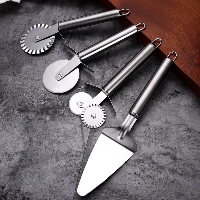 Stainless steel pizza cutter Pastry roller cutter Round knife pizza shovel Cake shovel baking utensils Kitchen accessories