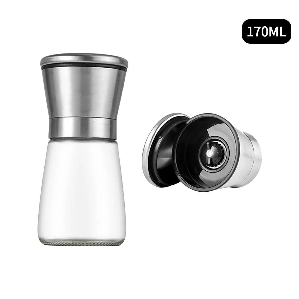 Grinder Stainless Steel Salt and Pepper Mill Manual Food Herb Grinders Spice Jar Containers Kitchen Gadgets Spice Bottles Glass