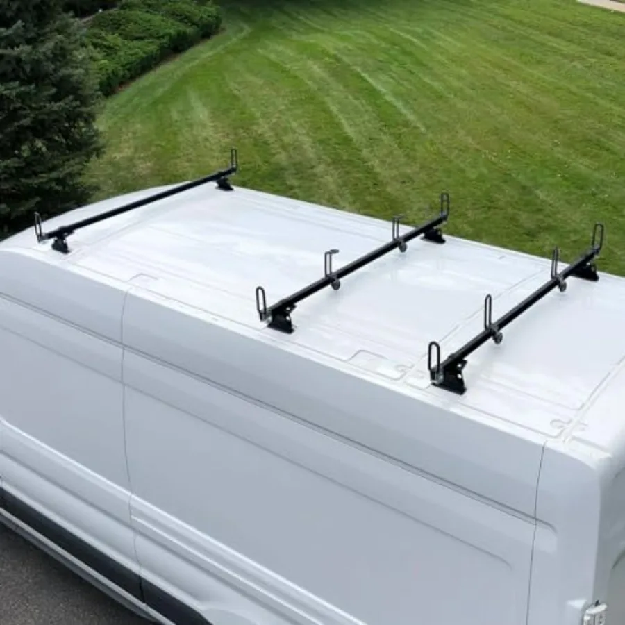 

Heavy Duty 3 Bar Ladder Roof Rack for High Roof Transit Cargo Van Durable Black Roof Mounted Carrier with Enhanced Load Capaci