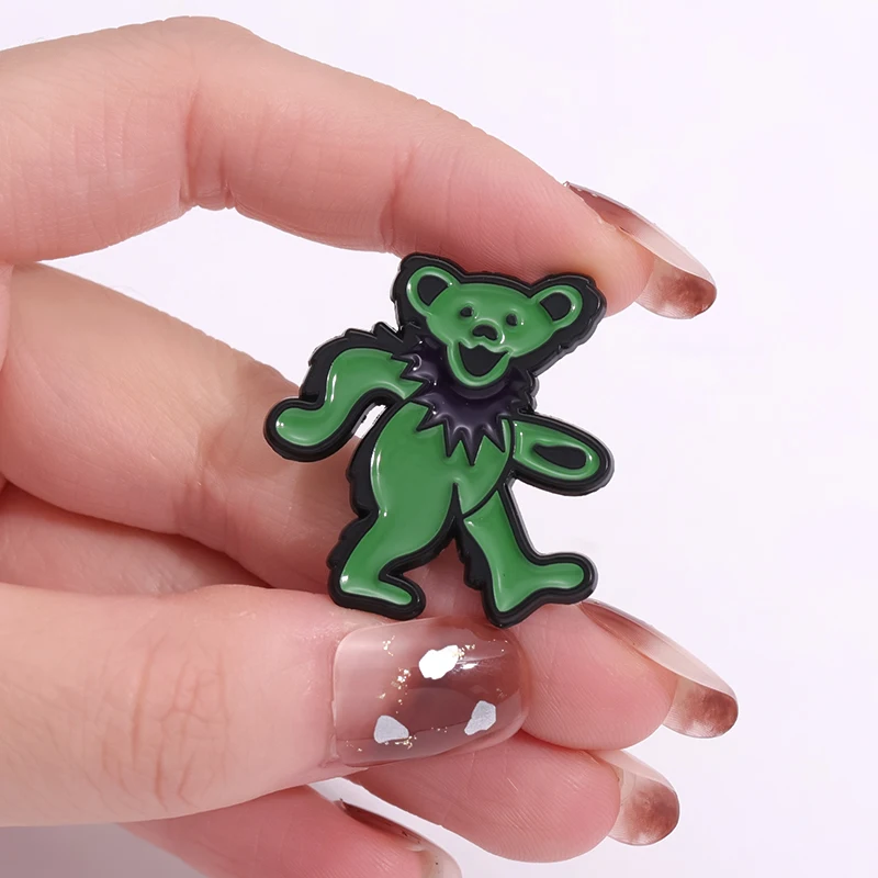 Hip Hop Dancing Bear Enamel Pin Psychedelic Rock Band Brooch Lapel Jaket Backpack Badge Inspiration Jewelry Gift For Fans Friend