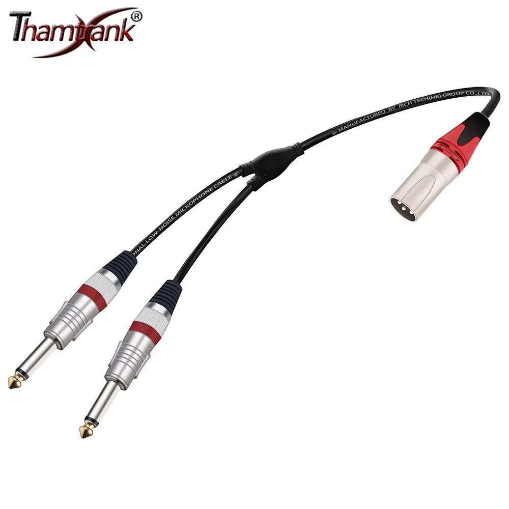 

Dual 1/4 inch to 3Pins XLR Male Y Splitter,XLR Male to Dual 6.35mm TS Mono Plug MIC Audio Extension Converter Adapter Cord