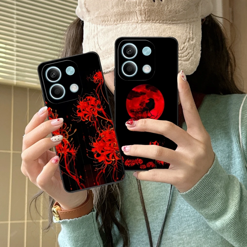 Cool Red Spider Lily Mobile Cell Phone Case for Xiaomi Redmi Note 13 12 11 10 9 8 7 6 S A Pro Lite Plus 5G Black Cover Shell