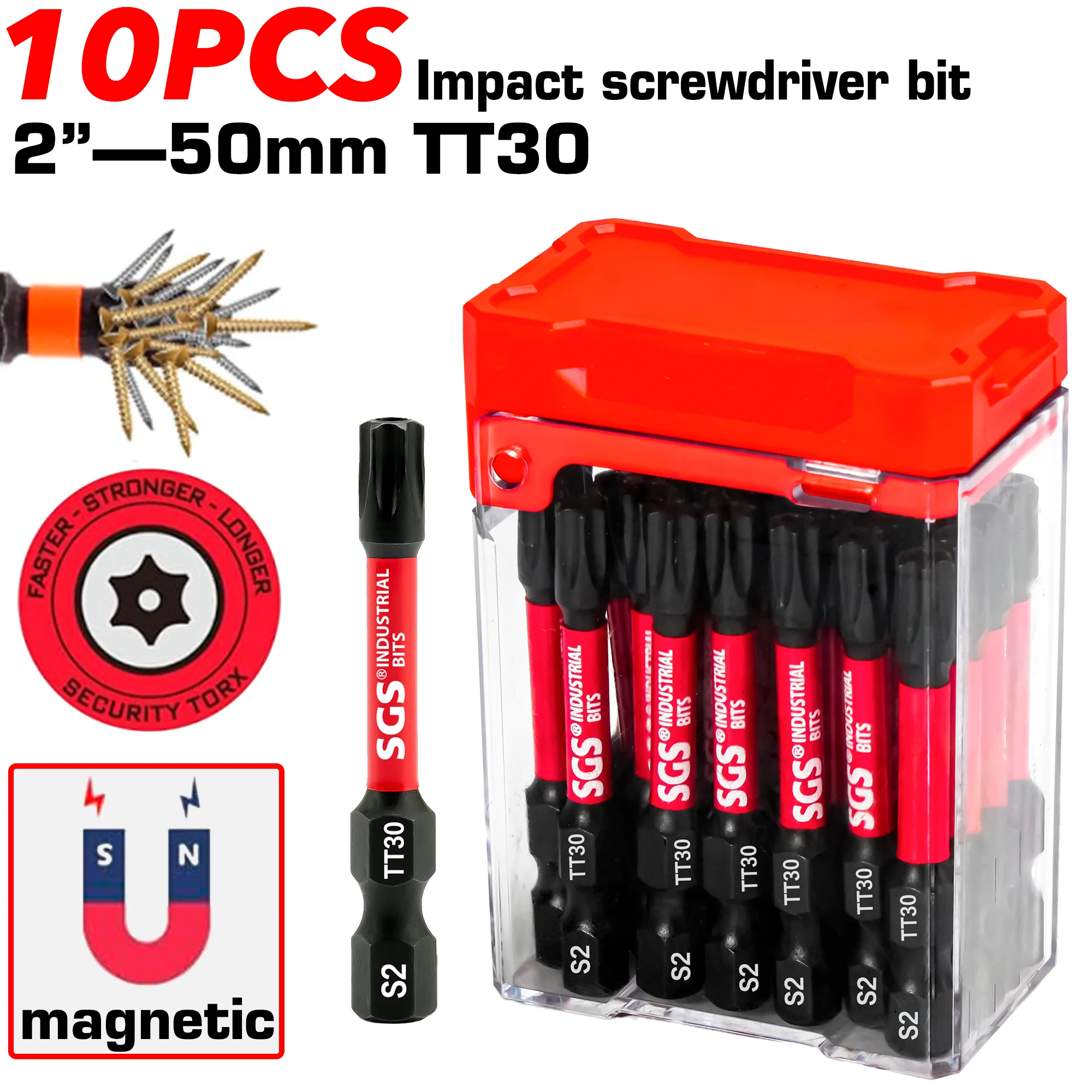 

10/20 шт., сильный магнитный ударопрочный набор безопасных отверток Torx диаметром 50 мм, устойчивый к коррозии, противоскользящий, износостойкий, подходит для электроинструментов