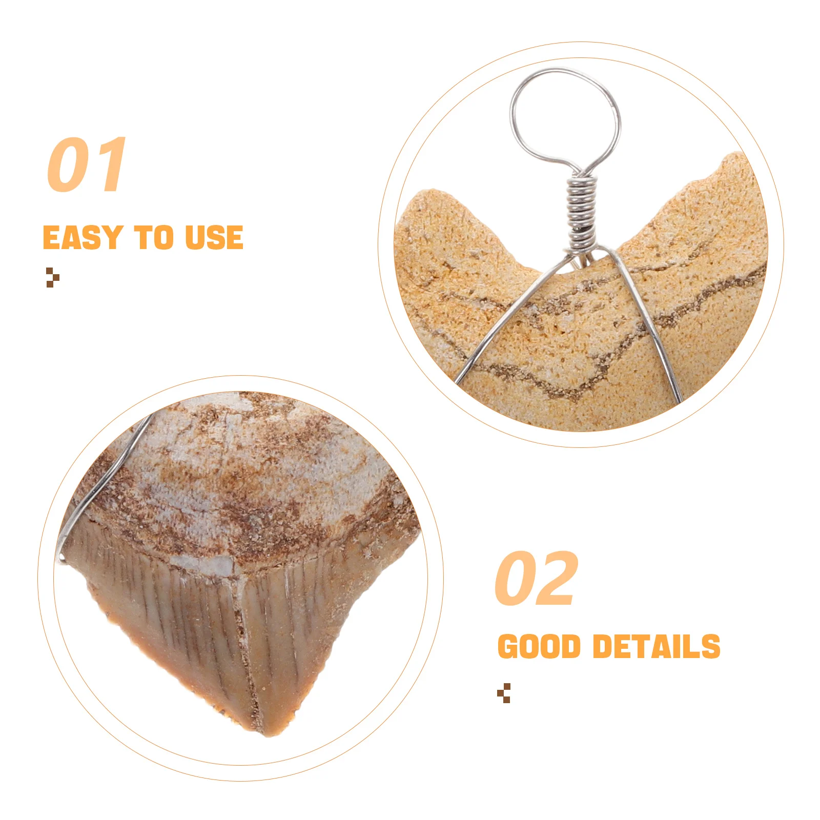 2 Pcs Pendant Necklace Memorial Jewelry Charms Beads Making Accessories Cordless Keychain Fossilized Teeth