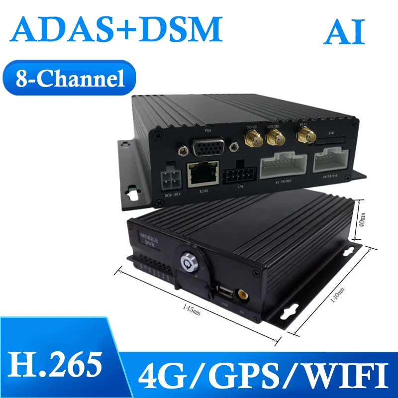 AHD 1080P 8 Channels Dual SD Card Mobile DVR With ADAS DSM GPS 4G WiFi Remote Monitoring Mobile DVR