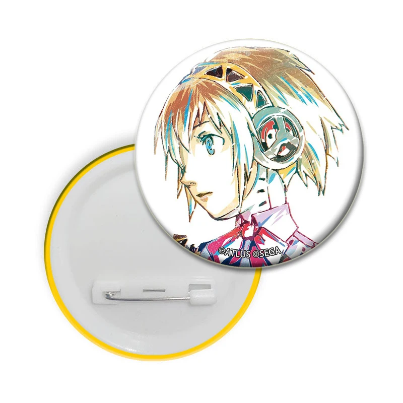 32/44/58mm Persona 3 Game Brooches Megami Yuuki Tensei Makoto Yukari Cosplay Badge Round Tinplate Brooch Pins for Clothes Bag