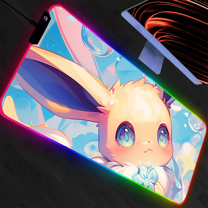 

Pokemon Pikachu RGB Large Mouse Pad Pc Speed For e-sports Players Backlight Laptop Computer Keyboard LED Xxl Mousepad