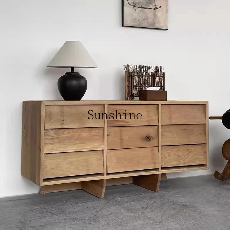 

Wabi Sandy Wind Solid Wood Nine Dou Meal Side Storage Storage Display Entrance Cabinet