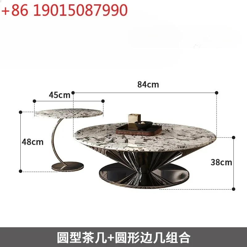 

Креативный журнальный столик в скандинавском стиле из нержавеющей стали с каменной столешницей, маленький круглый, класса люкс
