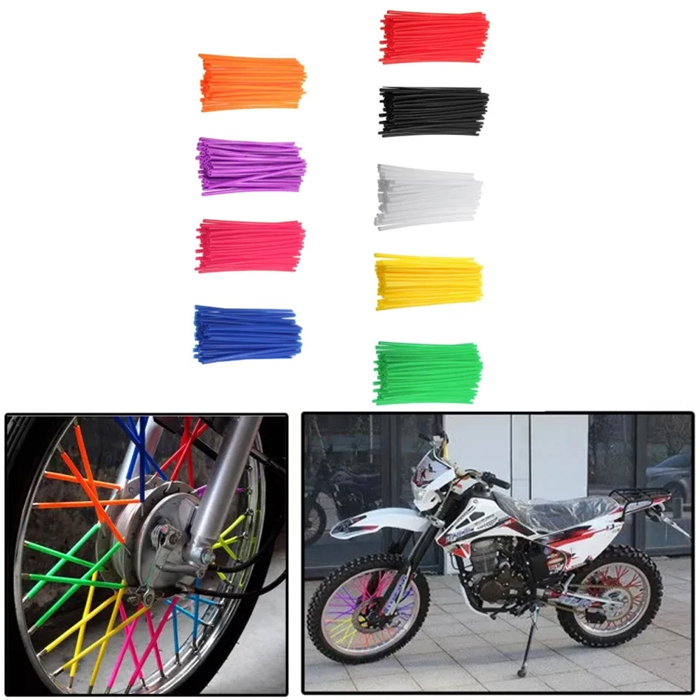 72pcs Motorcycle Wheel Rim Spoke Wrap Kit Skin Cover For MX Motocross Dirt Pit Bike Enduro Supermoto