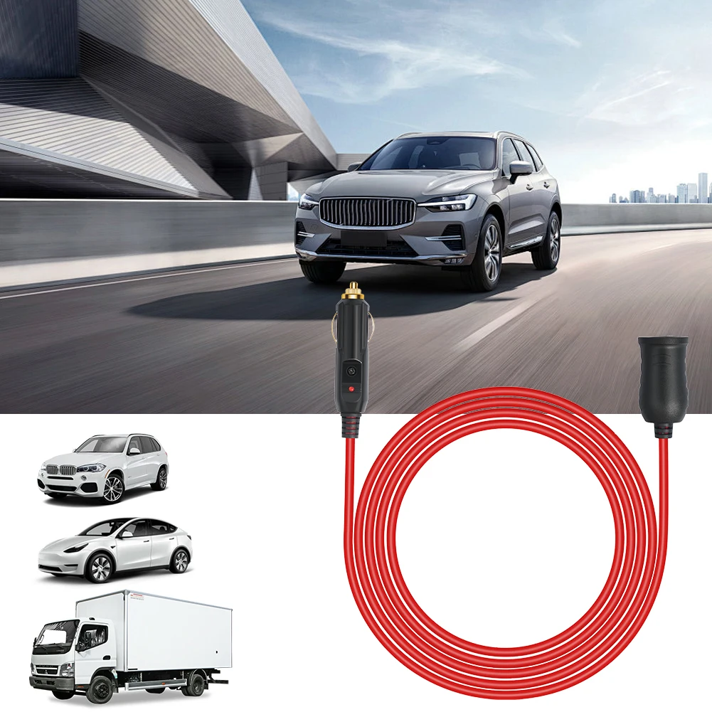 

12V 24V Heavy Duty Auto DC Power Plug Connector Male Plug To Female Socket 12Ft Car Cigarette Lighter Socket Extension Cable