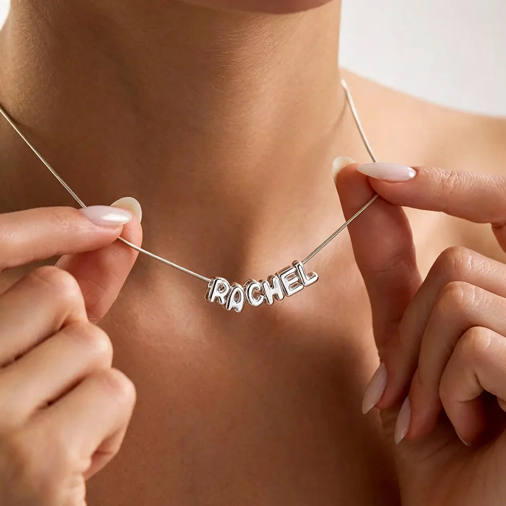 Custom Balloon Initial Name Necklace For Women Personalized Alphabet Stainless Steel Mama Jewelry Dainty Christmas Best Gift view 5