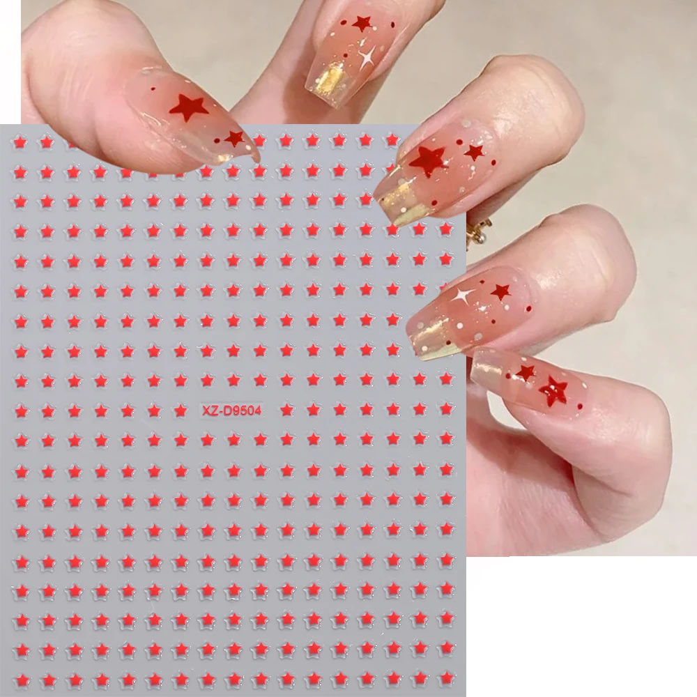 8 قطعة 8-colors نجوم صغيرة ملصقات الأظافر ثلاثية الأبعاد عيد الميلاد ستار ستار الذهب الأحمر الوردي نجمة ذاتية اللصق مسمار الديكور الشارات لوازم #4