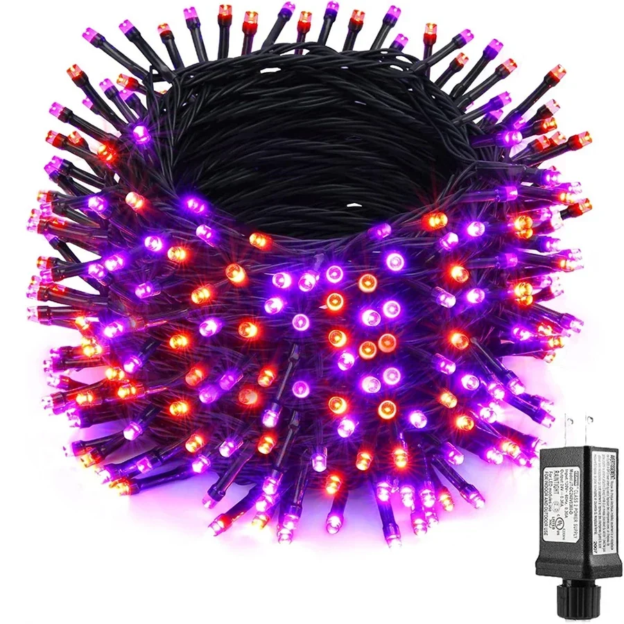 Orange and Purple Halloween String Lights Outdoor 10M 20M 50M 100M  Halloween Fairy Light Orange Purple Fairy Garland Lights