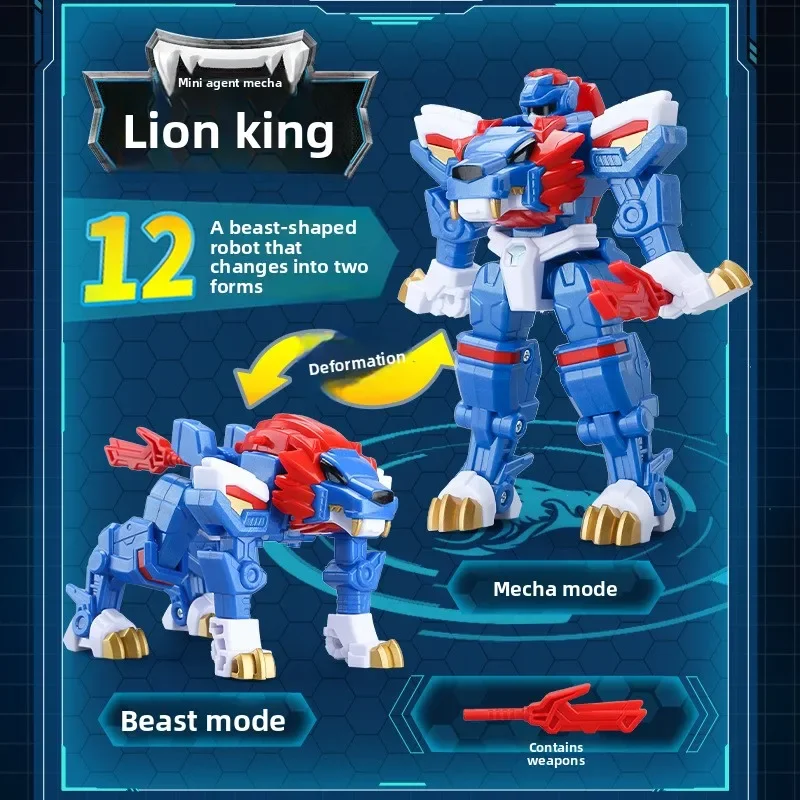 ミニシークレットサービス、ビーストキングパワーメカアニマルフォーム変形、安全素材、男の子向け知育玩具