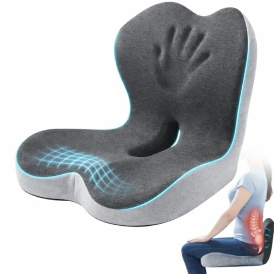 

Car Seat Cushion with Back Support for Driving Ergonomic Support Relief Pad for Auto/Truck/Office Hollow Ventilation Anti-Slip