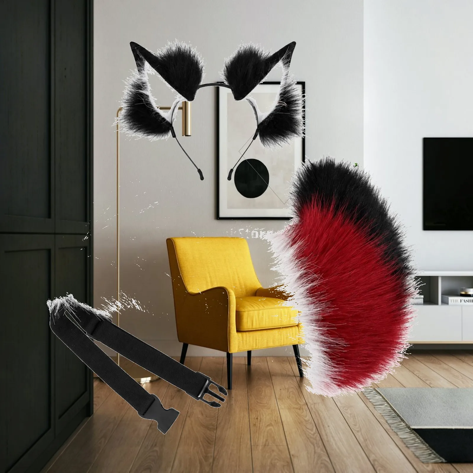 Foxy Cosplay Accessory Soft Foxy Costume Accessory with Black Trim Animal-Themed Cosplay Prop Lightweight Eye-Catching