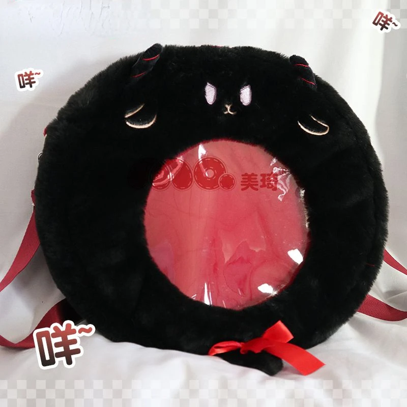 Anime Game Arknights Kawaii Black Lamp Cosplay Plush Stuffed Funny Face Transparent Itabag Lolita Girls Big Shoulder Gift Bags