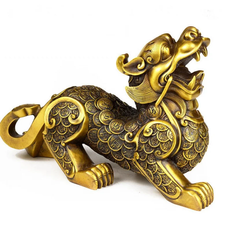 

Lucky FengShui old Bronze Guardian Wealth Unicorn PiXiu Brave troops Best Statue