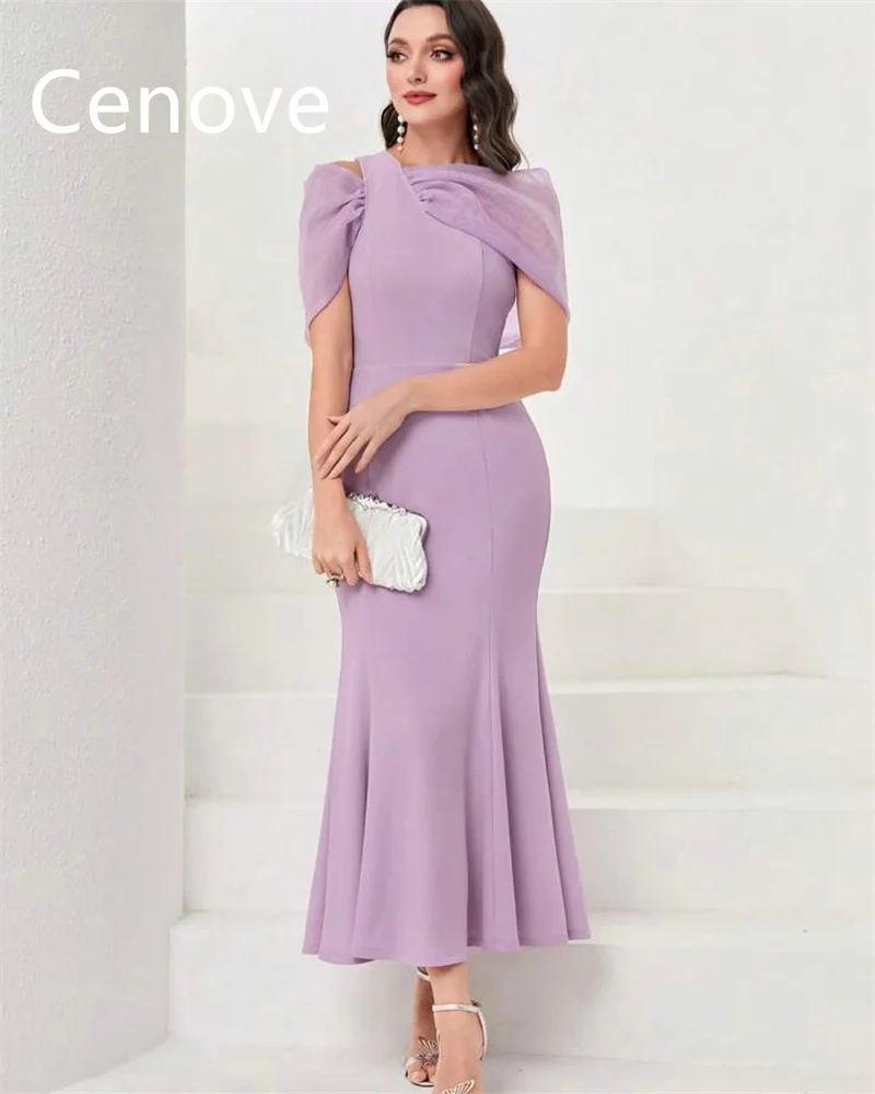 Cenove High Neck line Ballkleid kurze Ärmel mit knöchel langen Abend Sommer elegantes Party kleid für Frauen2023