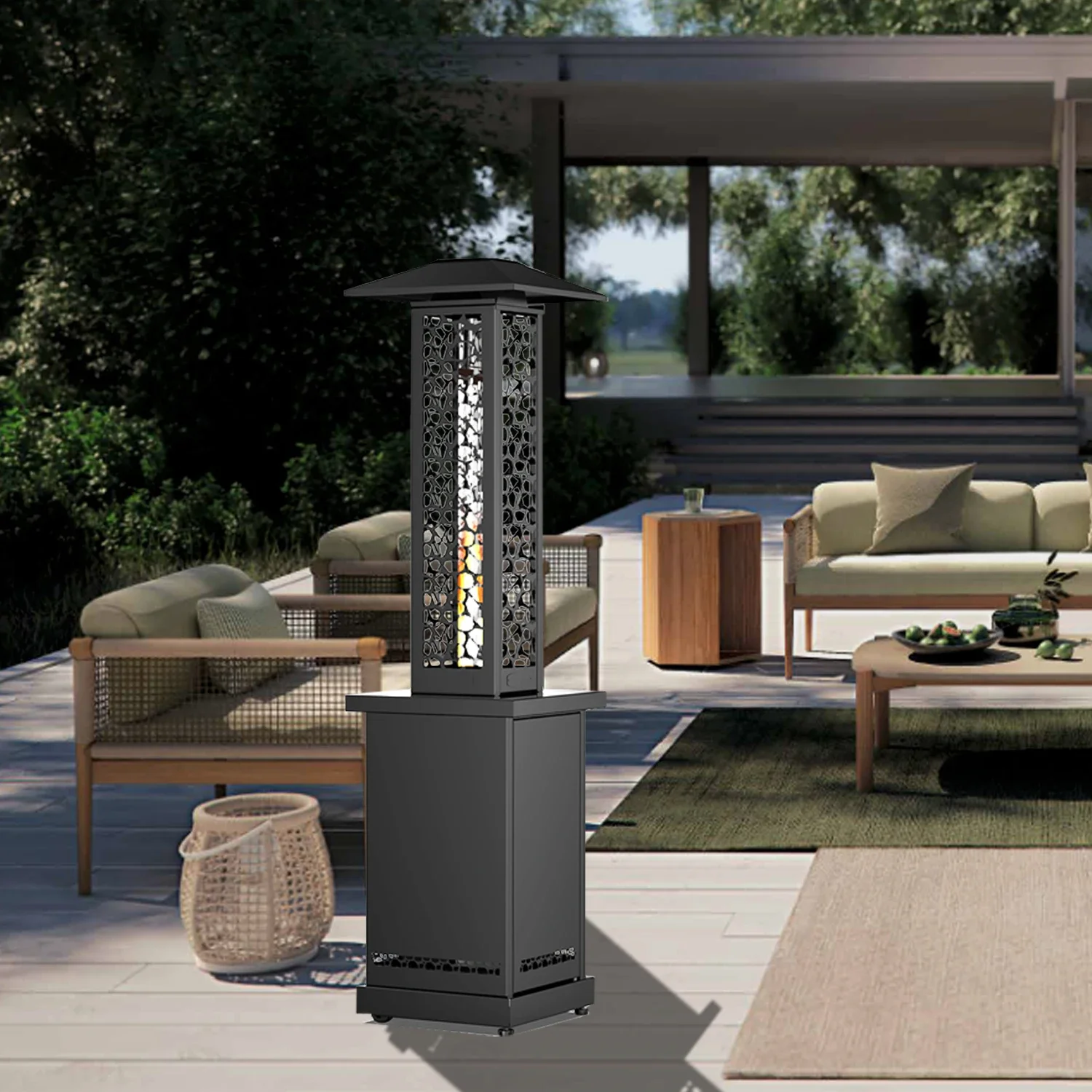 OPS2001A estándar europeo 12kw sin humo gran oferta Popular patio exterior estufa de pellets calentador