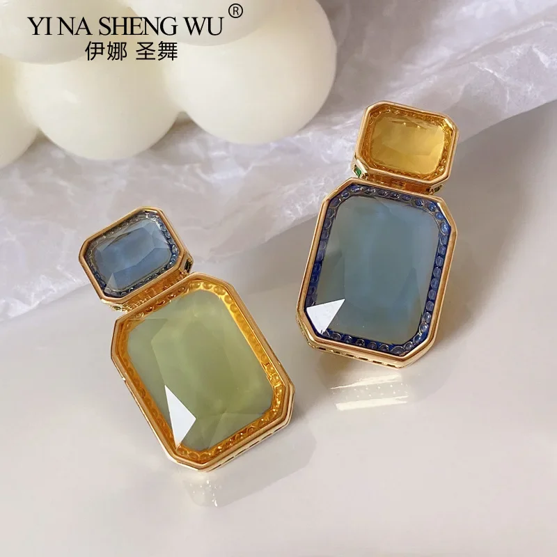 أقراط إبرة مرصعة بالزركون للنساء ، عصرية وفاخرة ، أقراط هندسية ثلاثية الأبعاد ، أقراط سخية ، إكسسوارات يومية ، إضاءة ، جديدة #5