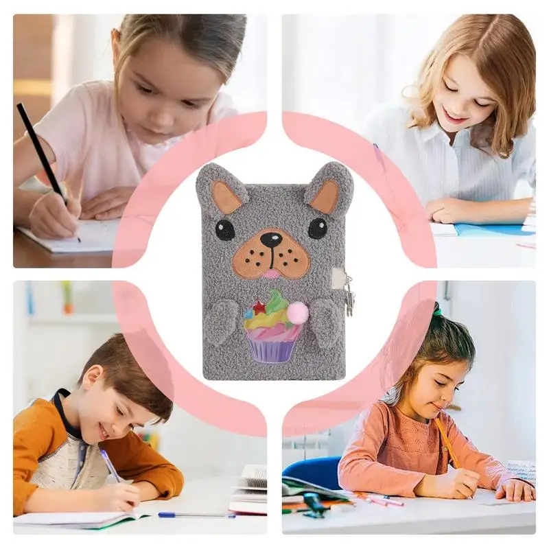 Notatnik z zamkiem i kluczem Plushie Dog Journal Śliczny pamiętnik z zamkiem i kluczem dla dziewczynek Plushie Dog Journal z zamkiem dla kobiet