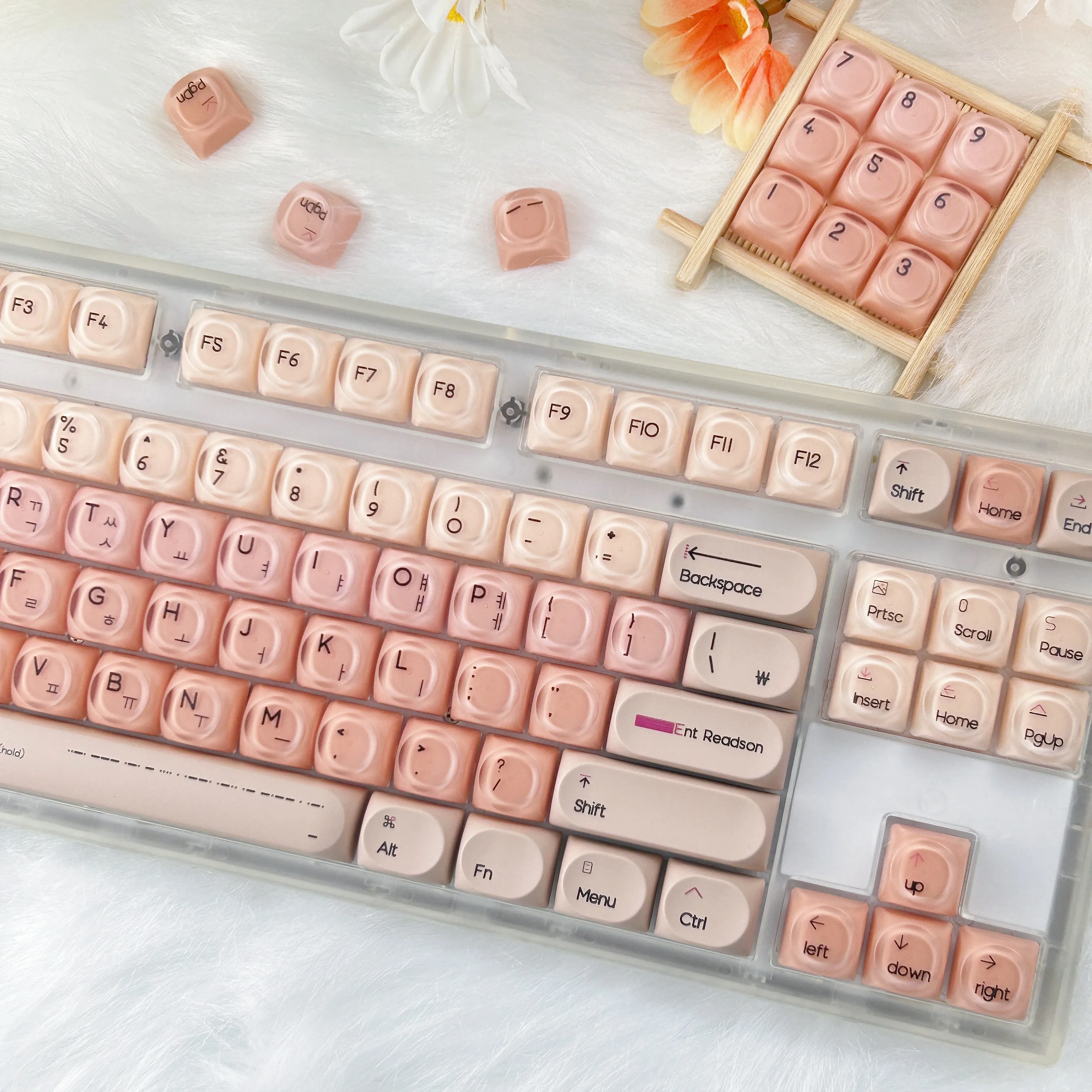Set Keycap Korea Profil HOA Tema Liquid Foundation Keyboard Mekanik Bulat Bahan PBT+PC ISO Enter Keycaps Hangul