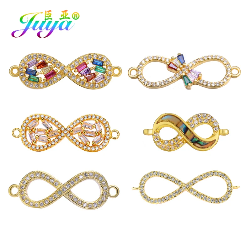 Juya DIY Religious Christian Jewelry Making Accessories 18K Gold Plated Copper Infinity Cross Charm Connectors Finding Supplies