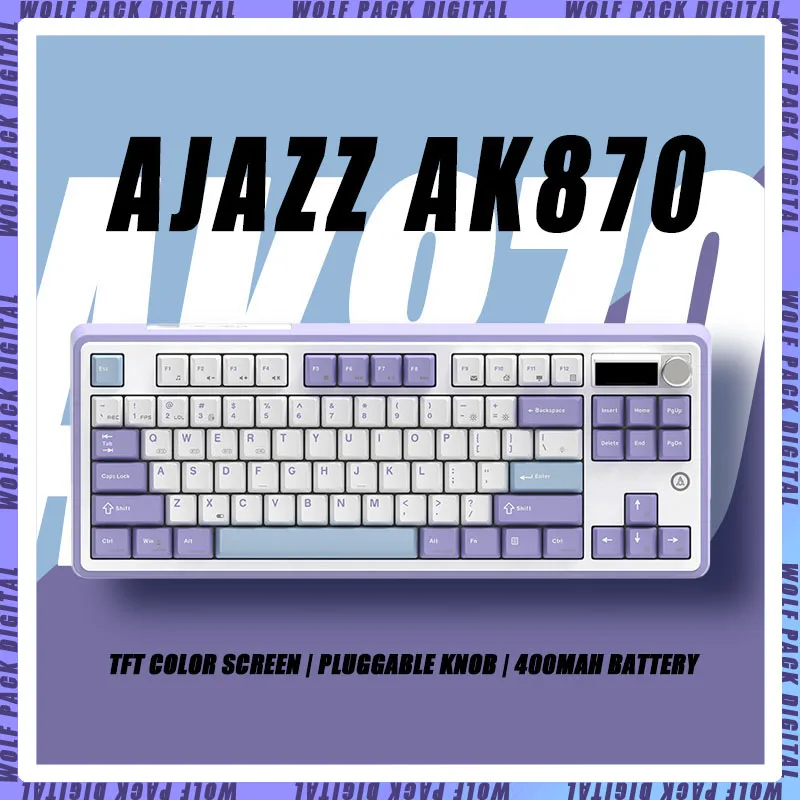 ajazz ak870 rgb teclado mecanico para jogos troca quente 84 teclas sem fio bluetooth 24g teclados com fio tela tft desktop laptop pc 01