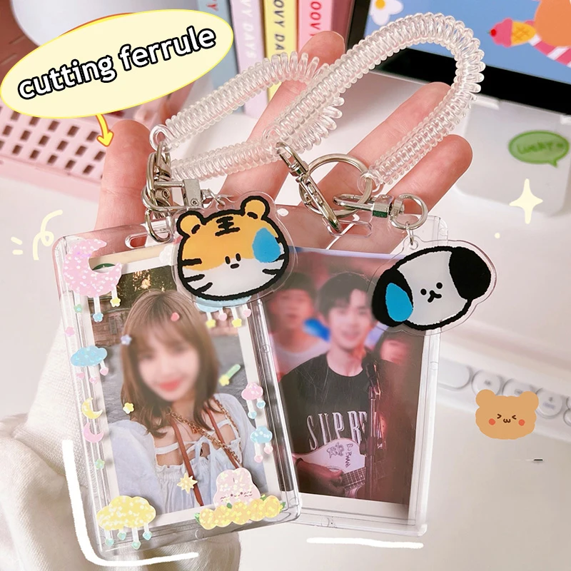 Transparent Acrylic Photocard Holder 3 Inch Korean Idol Photo Card Holder Bus Card ID Holder Pendant Keychain Stationery