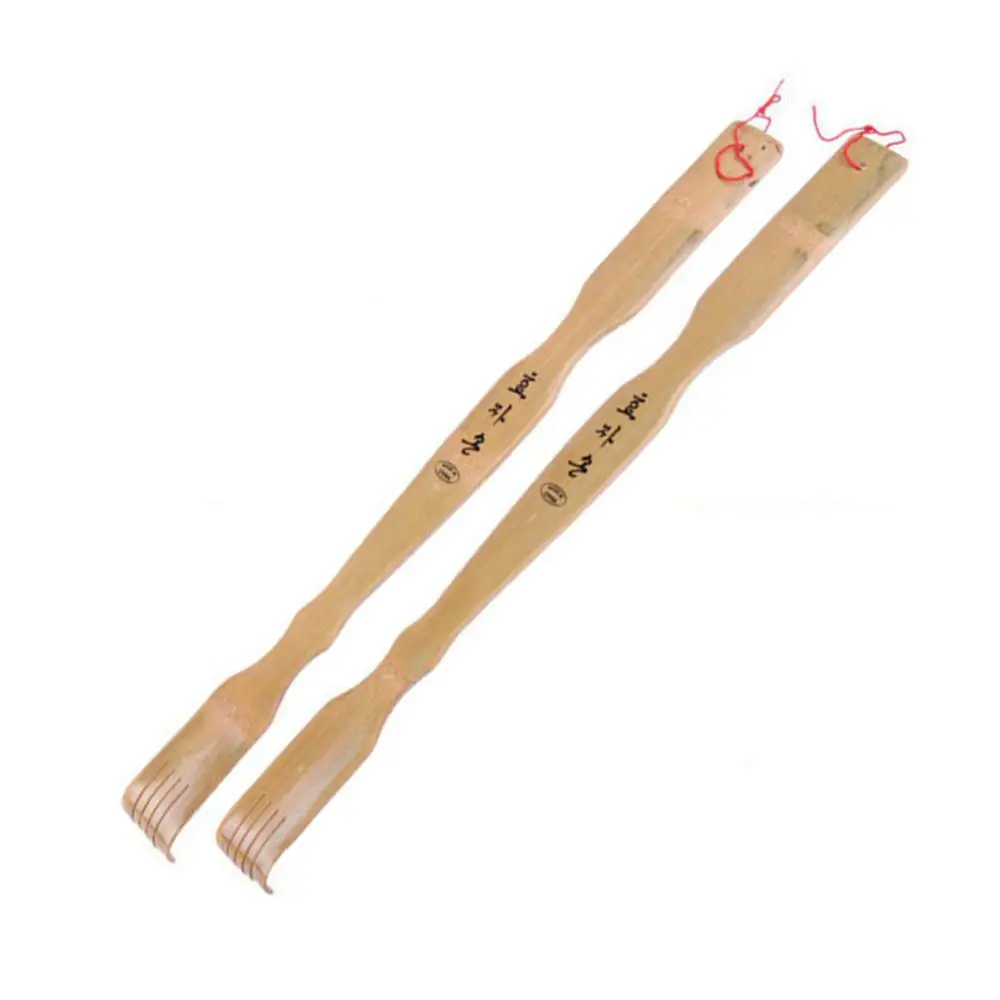 2Pcs 18inch Bamboo Scratcher Old Man Women Scratch The Back Scraper Korean Characters Back Scratcher Relaxation Back Scratcher