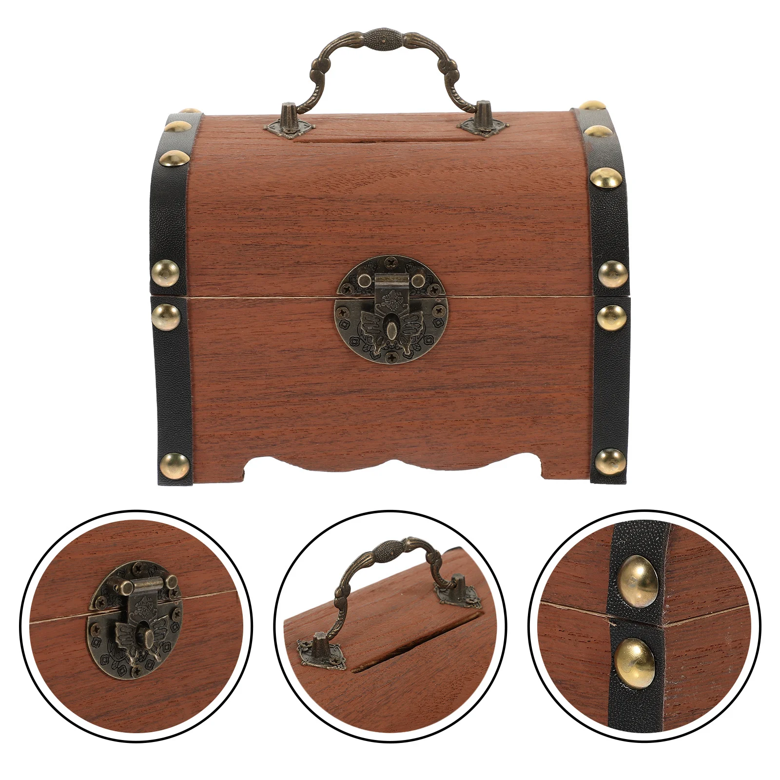 Houten spaarpot voor kinderen, groot formaat kinderspaardoos, vintage stijl muntcontainer, desktopornament, schatkist voor thuisgebruik