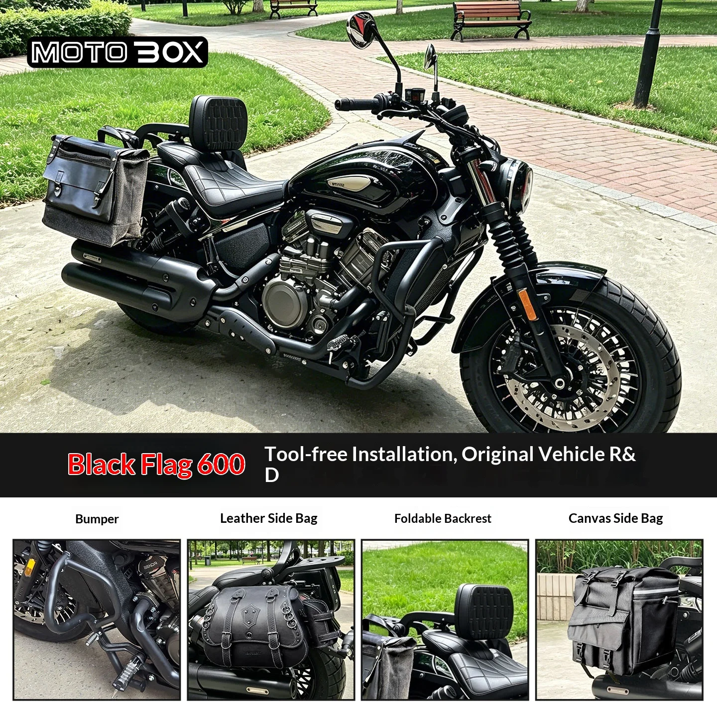 【Premium】For Benda Black Flag 600 Modified Bumper: Crash-Proof and Drop-Proof Protection Bar. The backrest is foldable, and the