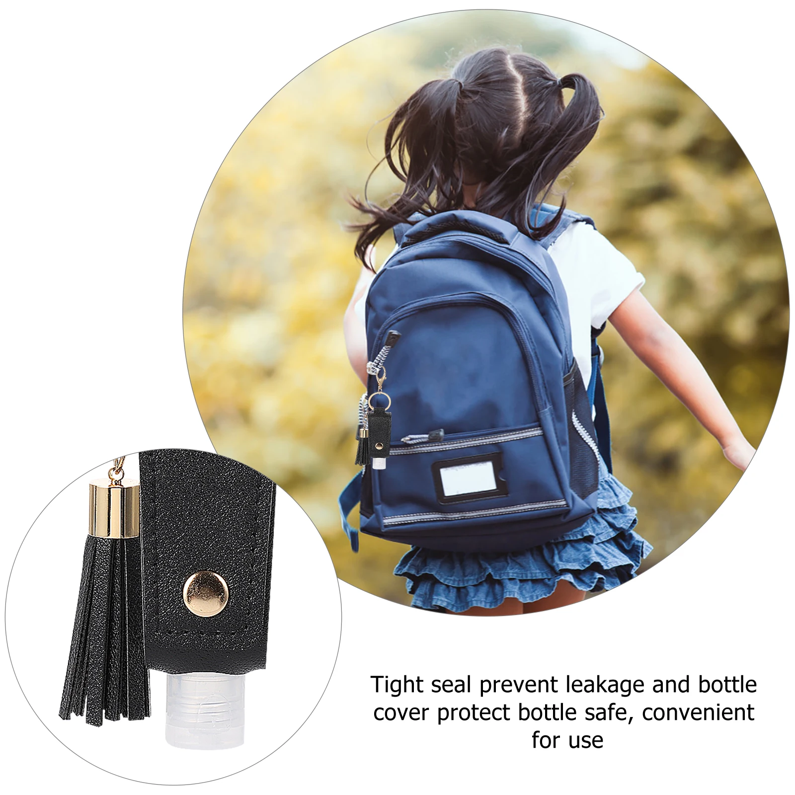 

1 set 1 Set 30Ml Refillable Empty Bottle With Keychain Holder Pu Cover For Perfume Hand Travel