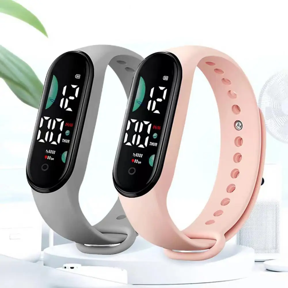 Relógio eletrônico multifuncional impermeável, pulseira esportiva unissex para crianças, controle de toque LED, exibição de semana e tempo, homens e