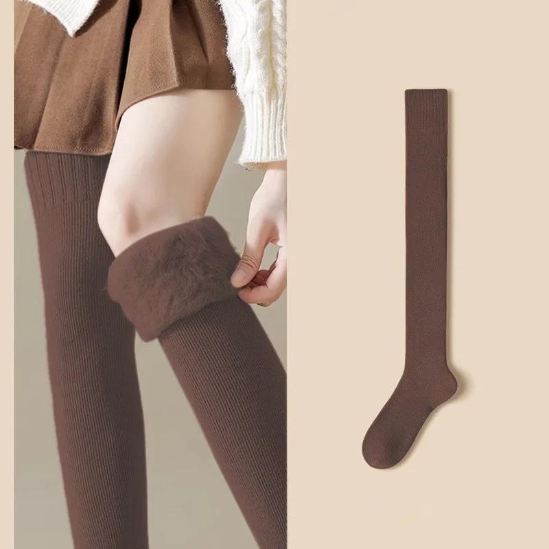

Cashmere Tall Socks Women's Fuzzy-Lined Plush Cozy Winter Hosiery Leg Covers Over-Knee Socks Bestseller Warm Thick Stockings