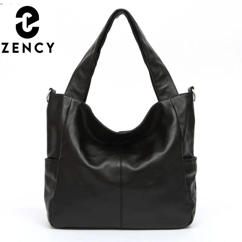 Zency Fashion Genuine Leather Shoulder Bag for Women Tote Handbag Large Capacity for Work Crossbody Purse with Long Strap