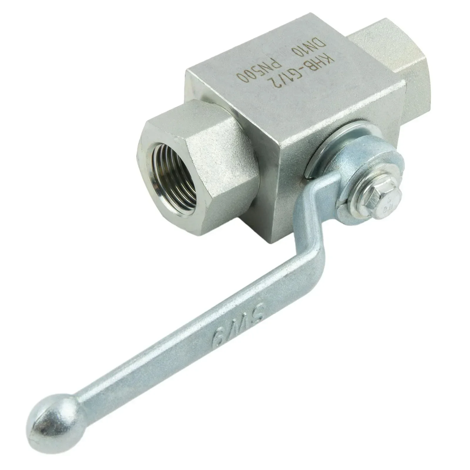 1pc 2-Way 500 Bar Carbon Steel High Pressure Hydraulic Ball Valve Gas Oil Water NPT Female Thread Hydraulic Valve Tool - 1/4\